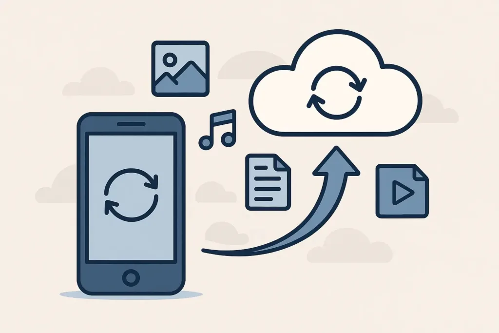 Smartphone syncing photos/files to the cloud automatically