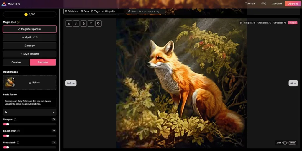 Magnific AI generative upscaler adding detail