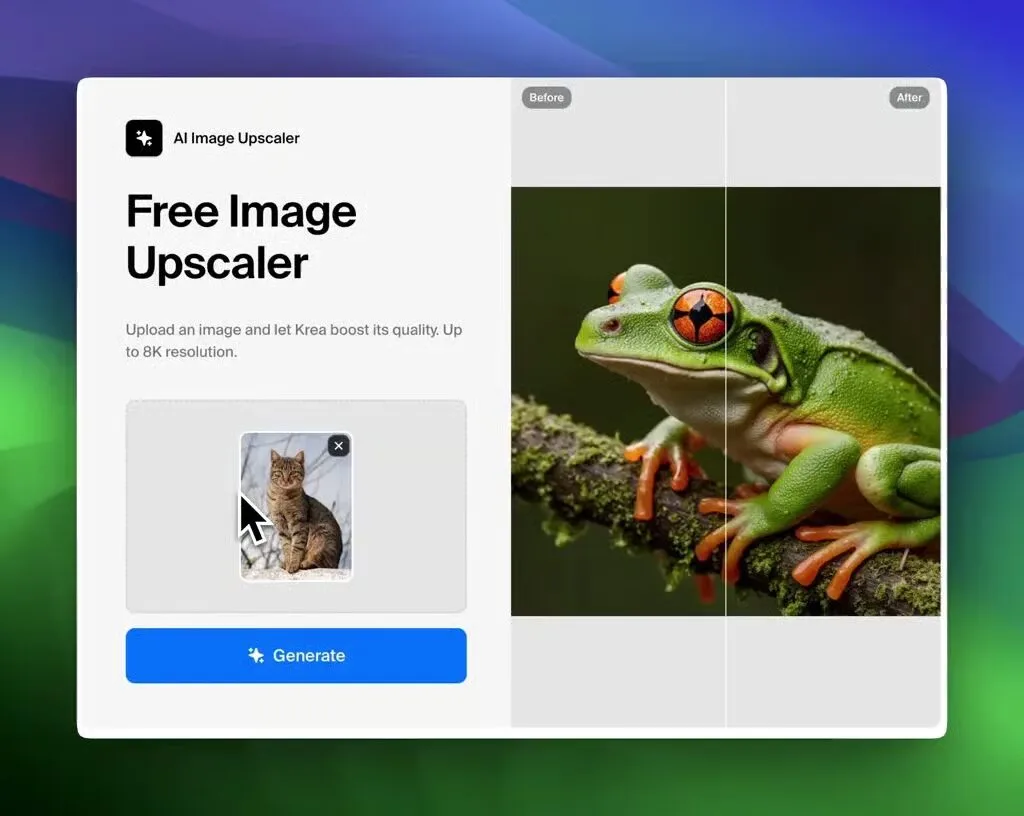 Krea AI enhancer real-time editor