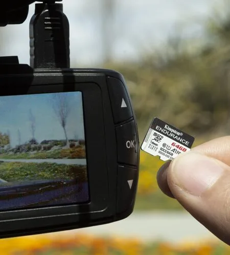 Dashcam mounted with SD card