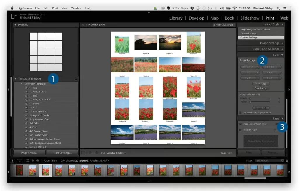 Adobe Lightroom Classic Print module interface