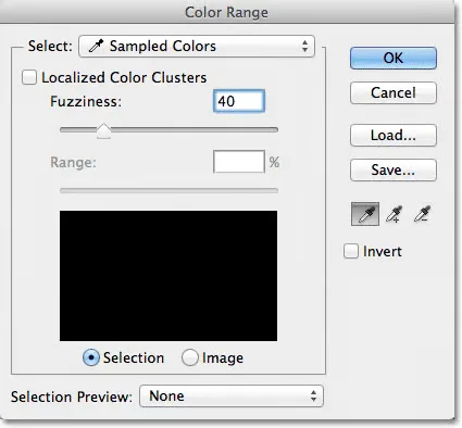 Color Range dialog with fuzziness slider active