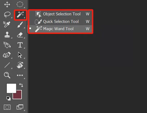 Magic Wand tool options bar with tolerance and anti-alias settings