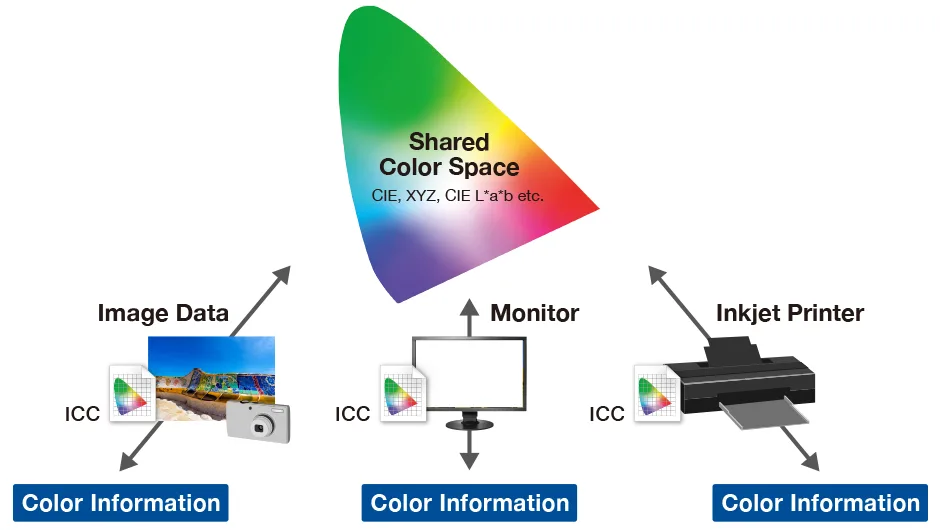 ICC color profile calibration workflow diagram