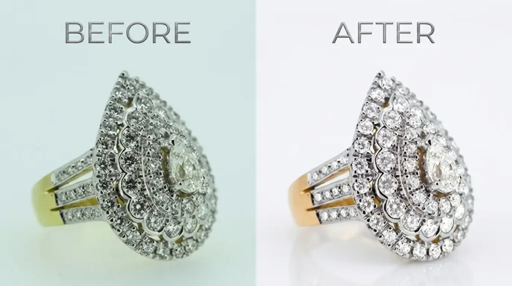 Jewelry retouching before and after