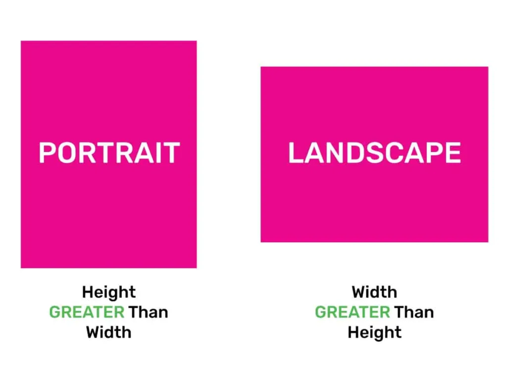 Portrait vs landscape orientation comparison