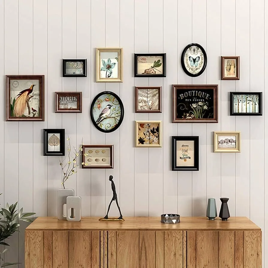 Gallery wall with multiple frames