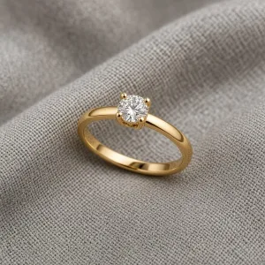 Gold ring on linen