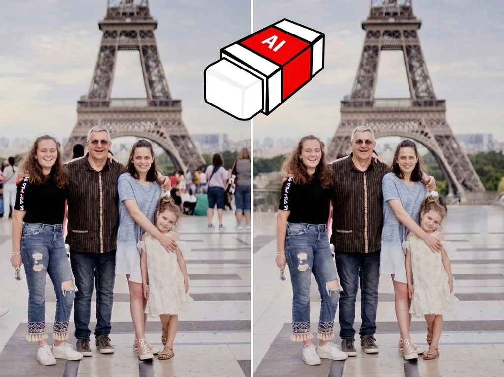 User utilizing AI generative fill feature in a modern image editor to remove unwanted objects from a landscape photo.