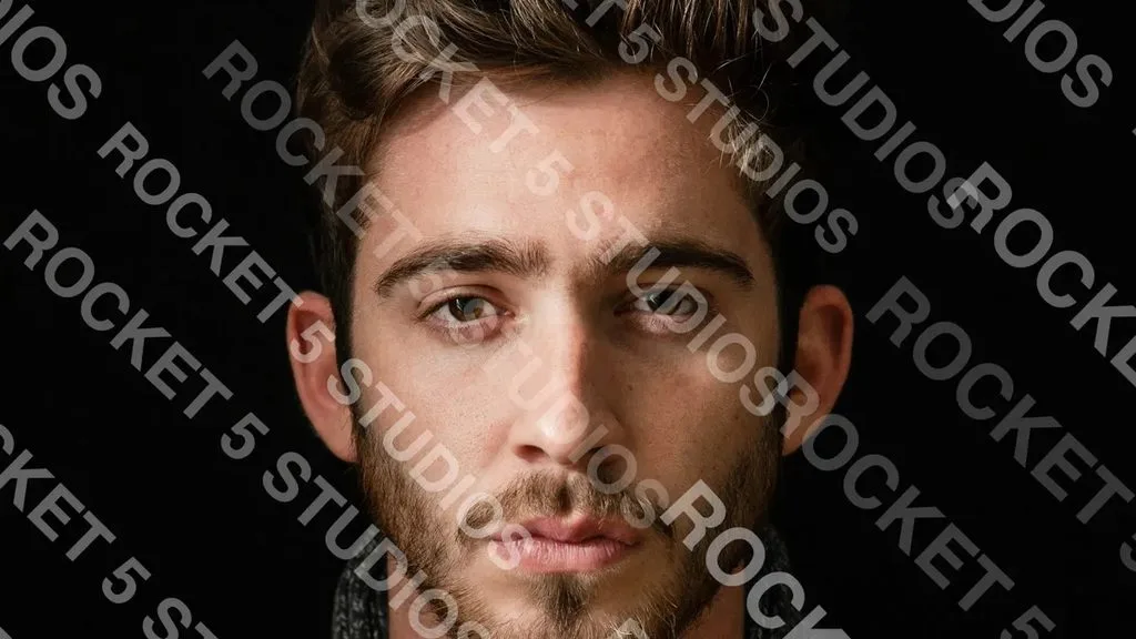 Close-up portrait example illustrating why a watermark must never be placed over the subject's face or eyes — key identity detail must stay unobstructed