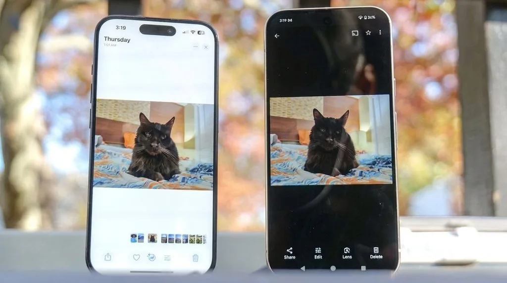 Google Photos Magic Editor and Apple Photos Clean Up compared in an AI photo editing example.