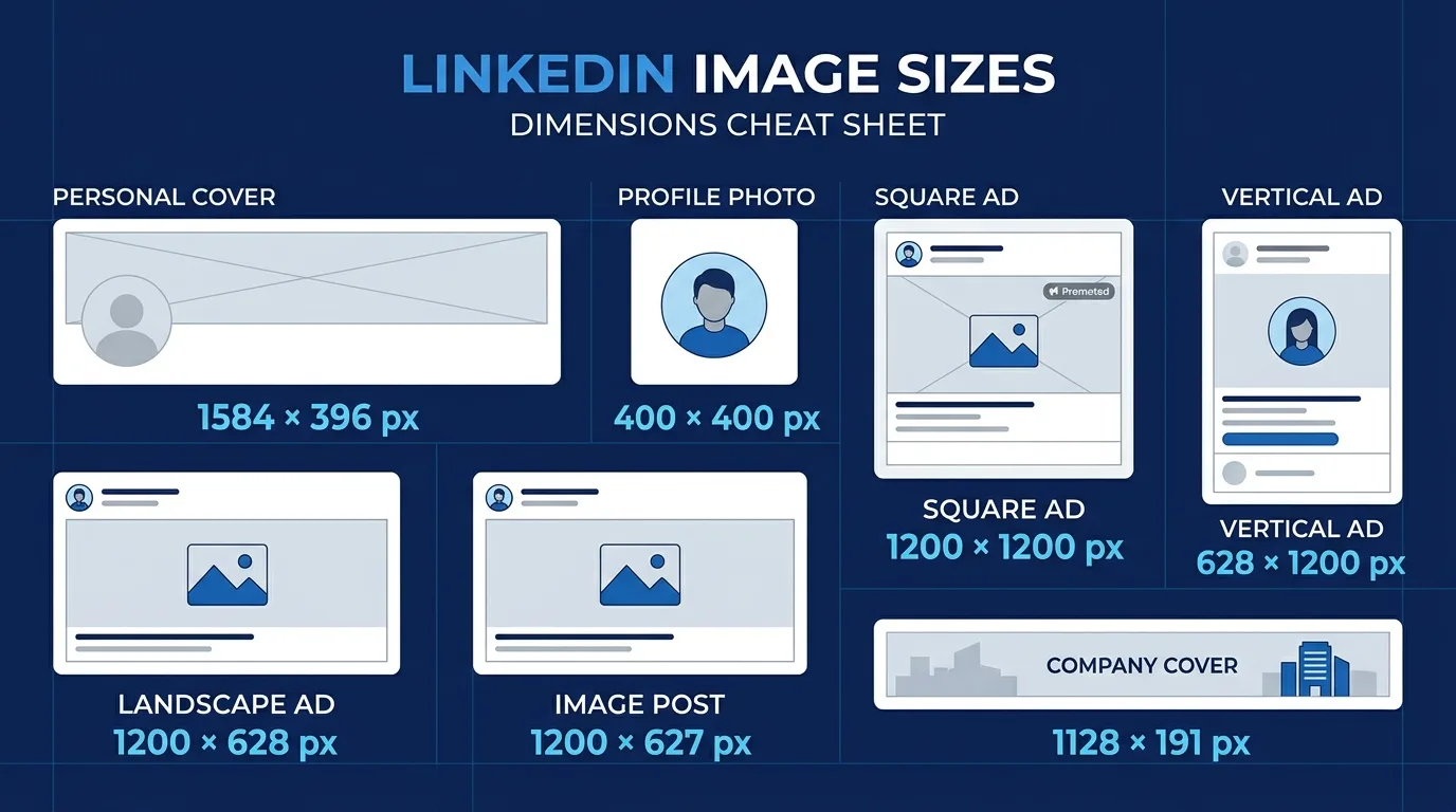 LinkedIn Image Sizes 2026: Profile, Banner, Feed, Carousel & Ads — Every Pixel