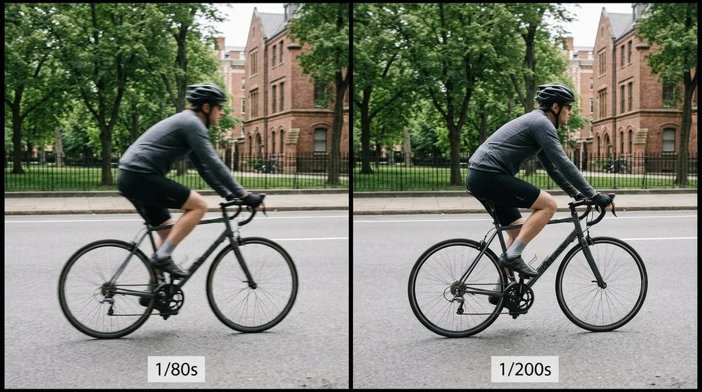 Two photos of the same subject  1/80s shows motion blur, 1/200s is sharp