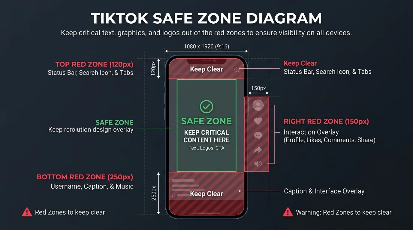 TikTok Image Sizes 2026: Video, Cover Crop, Safe Zones, Carousel & TikTok Shop