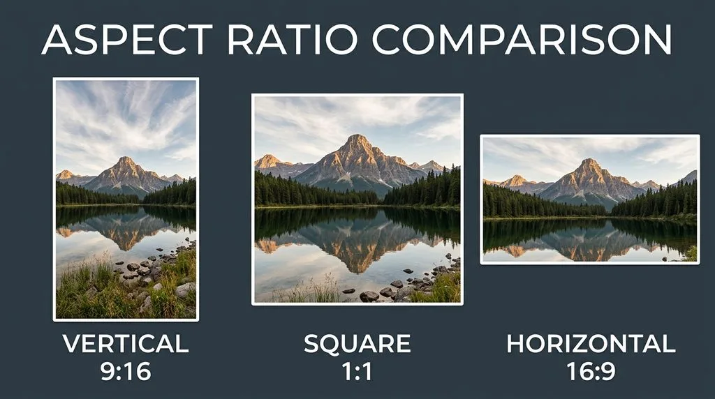 Aspect ratio comparison — vertical, square, horizontal formats